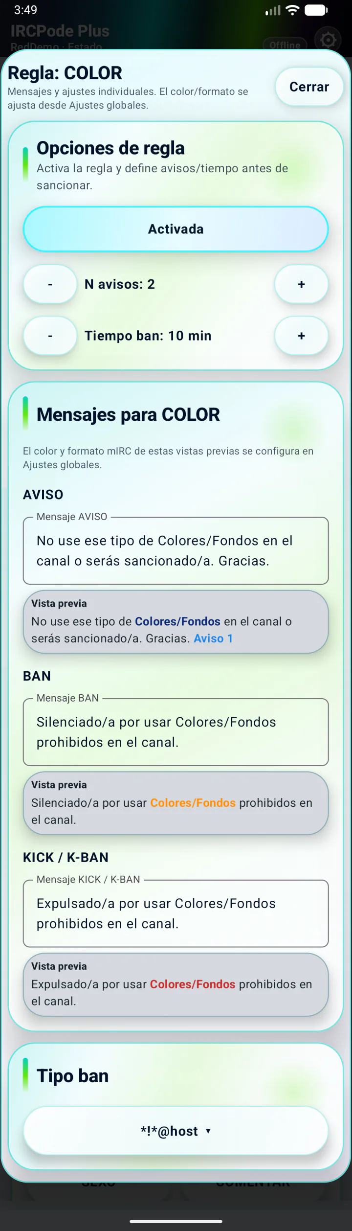 Configuración de una regla de Control Total OP