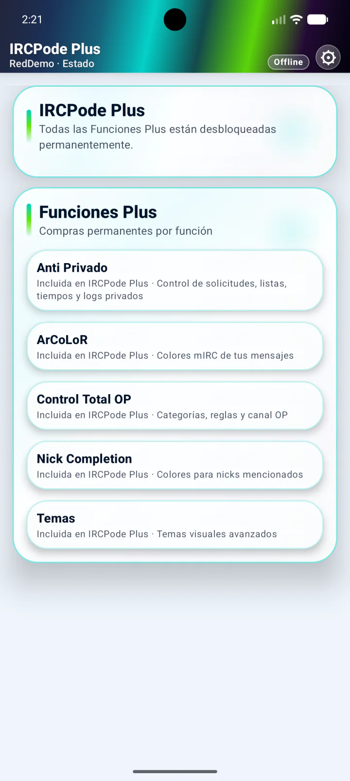 Listado de Funciones Plus de IRCPode